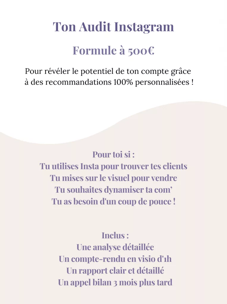 Description de l'Audit de compte Instagram pour révéler tout son potentiel et obtenir des recommandations personnalisées.